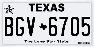 TX license plate BGV6705