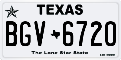 TX license plate BGV6720