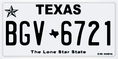 TX license plate BGV6721