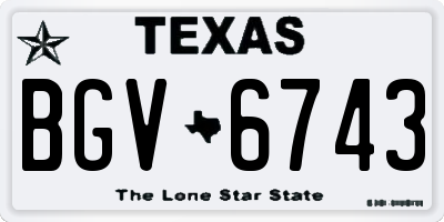 TX license plate BGV6743