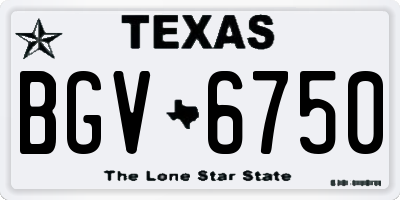 TX license plate BGV6750