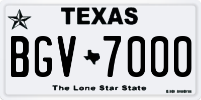TX license plate BGV7000