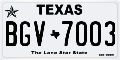 TX license plate BGV7003