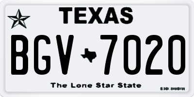 TX license plate BGV7020