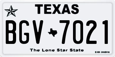 TX license plate BGV7021