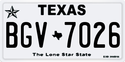 TX license plate BGV7026