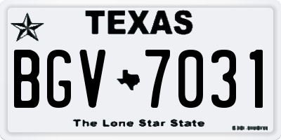 TX license plate BGV7031