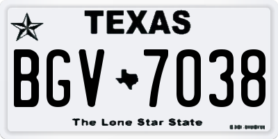 TX license plate BGV7038