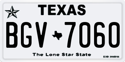 TX license plate BGV7060