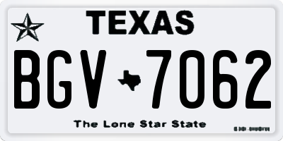 TX license plate BGV7062