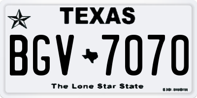 TX license plate BGV7070