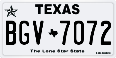 TX license plate BGV7072
