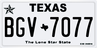 TX license plate BGV7077