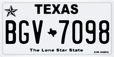 TX license plate BGV7098
