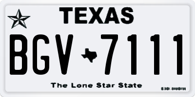 TX license plate BGV7111