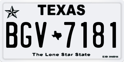 TX license plate BGV7181