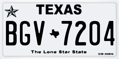 TX license plate BGV7204