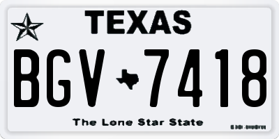 TX license plate BGV7418