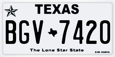 TX license plate BGV7420