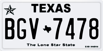 TX license plate BGV7478