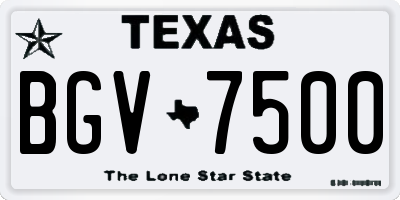 TX license plate BGV7500