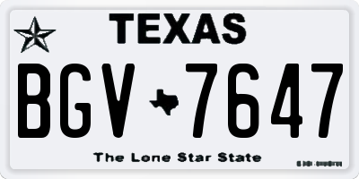 TX license plate BGV7647
