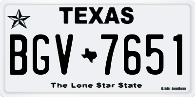 TX license plate BGV7651