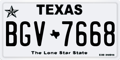 TX license plate BGV7668