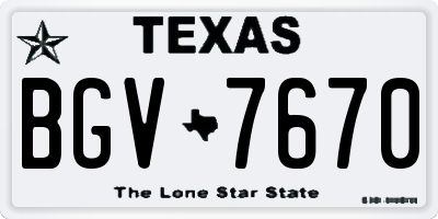 TX license plate BGV7670