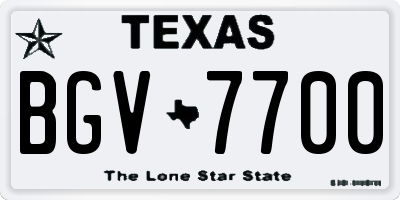 TX license plate BGV7700