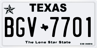 TX license plate BGV7701