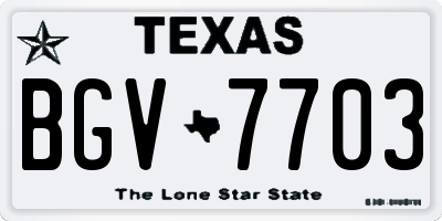 TX license plate BGV7703