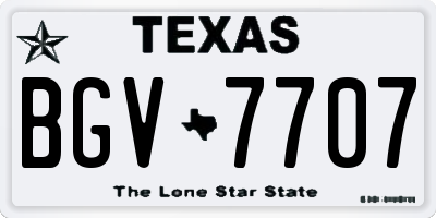 TX license plate BGV7707