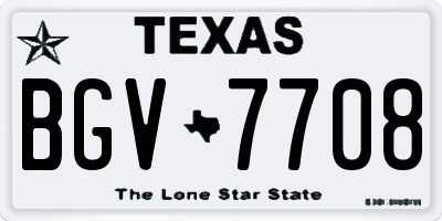TX license plate BGV7708