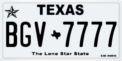 TX license plate BGV7777