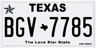 TX license plate BGV7785