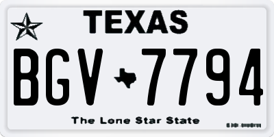 TX license plate BGV7794