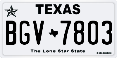 TX license plate BGV7803