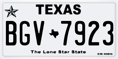 TX license plate BGV7923