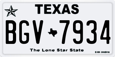 TX license plate BGV7934