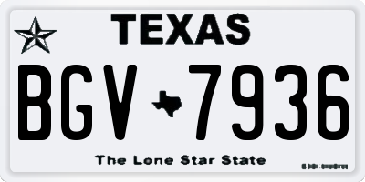 TX license plate BGV7936