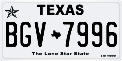 TX license plate BGV7996
