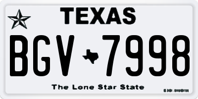 TX license plate BGV7998