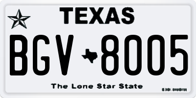 TX license plate BGV8005