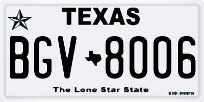 TX license plate BGV8006