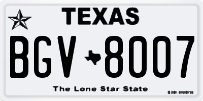 TX license plate BGV8007