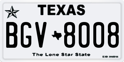 TX license plate BGV8008