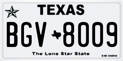TX license plate BGV8009