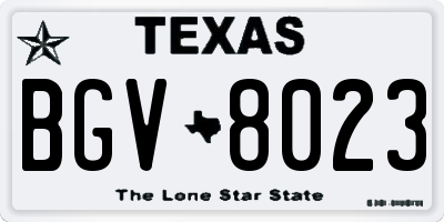 TX license plate BGV8023