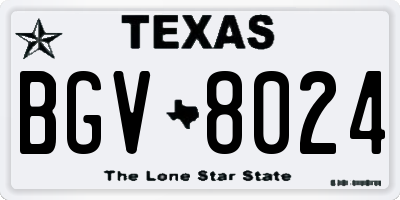 TX license plate BGV8024
